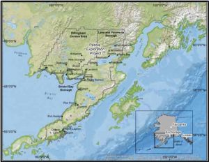 Pebble Project Location and the Bristol Bay Region. Image-Institute of Social and Economic Research University of Alaska Anchorage