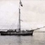 The sailing vessel Gjoa arriving in Nome. Image-Alaska Digital Archives