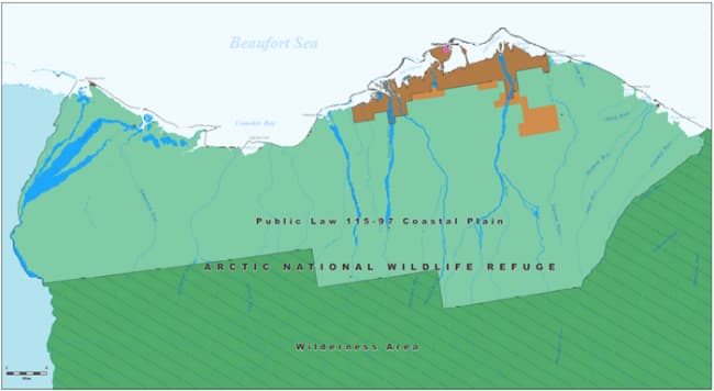 Proposed location of oil and gas leasing program within the Arctic National Wildlife Refuge Coastal Plain. Image-BLM