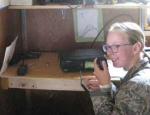 Cadets and Senior Members of Civil Air Patrol Homer Squadron work with sophisticated radio communication systems for the disaster preparedness exercise statewide.