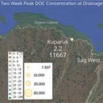 A Wisconsin-sized chunk of Alaskan permafrost is thawing; Arctic and global climate may never be the same The new study models individual rivers and small streams in unprecedented detail, as in this image showing the two-week average maximum DOC concentration for scores of outlets in the Deadhorse/Prudhoe Bay region. Credit: Mike Rawlins