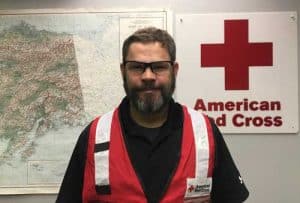 Shayne Jones, disaster program manager for the Red Cross of Alaska Serving the Far North and Interior, prepares to depart for Virginia, where he’ll be on the ground pre-landfall to offer support and hope to those in the path of Hurricane Florence. Photo Credit: Cari Dighton/American Red Cross 