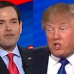 Republican presidential candidates Senator Marco Rubio, businessman Donald Trump, and Senator Ted Cruz
