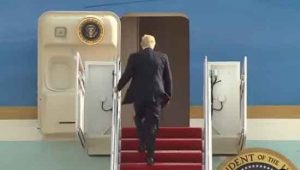 President Trump boarding Air Force One for the first time in January 2017. Image-Screengrab