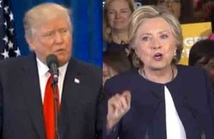 Republican candidate Donald Trump (L) and Democrat candidate Hillary Clinton (R) 