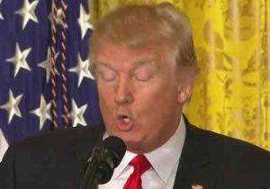 Trump speaking in Thursday’s press conference. Image-VOA Screengrab
