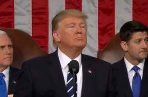 Trump making his first speech before a joint session of Congress on Tuesday evening. Image-VOA