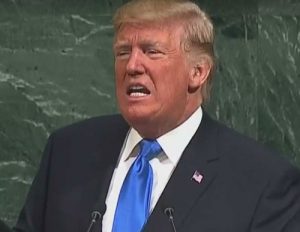 President Trump addressing the General Assembly of the United Nations in New York. Image-Internet Screengrab