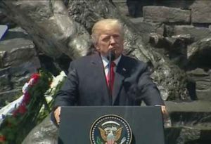 President Trump speaking in Warsaw. Image-VOA