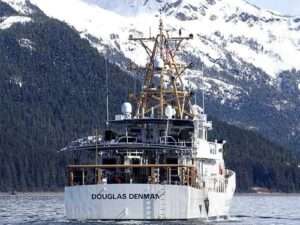 The Coast Guard fast response cutter Douglas Denman near the Alaska coast. Facebook