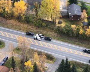 Aerial view of Anchorage traffic stop. Image-APD
