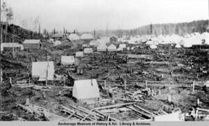 Ship Creek, the tent city, early summer of 1915. Image-Anchorage Museum