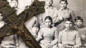 FILE - Apache boarding school students, 1886.