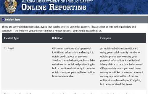 Alaska State Troopers Launch Online Reporting Statewide