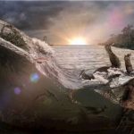 A meteor impact 66 million years ago generated a tsunami-like wave in an inland sea that killed and buried fish, mammals, insects and a dinosaur, the first victims of Earth’s most recent mass extinction event. (Graphics and photos courtesy of Robert DePalma)