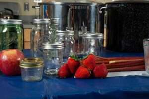 Photo by Stephen Nowers
Making jelly or jam using canning jars with two-piece lids in a boiling water bath is a common way to preserve fruits, such as these apples, strawberries and rhubarb.