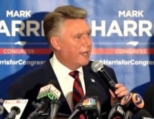 Mark Harris declares victory in North Carolina's 9th Congressional District. Image-Charlotte Observer/YouTube video screengrab