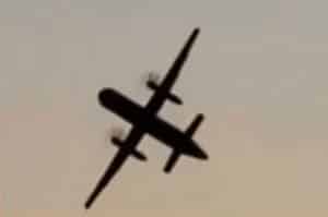 Stolen Horizon Air Q400 in flight. Video screengrab