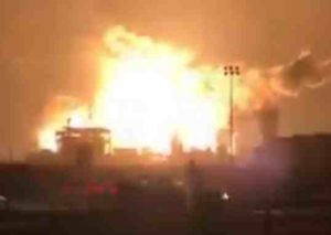 Chemical plant explosion in Port Neches, Texas on Wednesday morning. Image-Derek Ross Hall/Twitter video screengrab