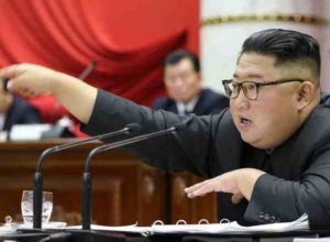 Kim Jong  Un at North korea's 5th Plenary meeting of the Central Committee of the worker's party. Image-Korean Central News Agency