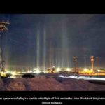 Light Pillers appear when falling ice crystals reflect light off their undersides.