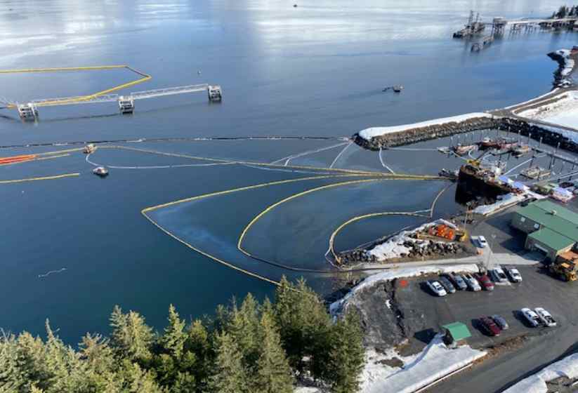 Oil Spill Cleanup Continues at Valdez Boat Harbor