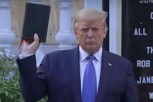 Trump has brief photoshoot holding a bible before going back to White House. Video screenshot-NBC News