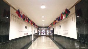 The Voice of America's entrance hall, leading to VOA offices and studios. (Photo: Diaa Bekheet)