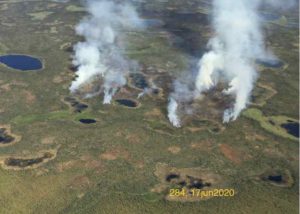 NPS Photo. Aerial photo of Bearpaw Mountain Fire. Photo taken June 17, 2020.