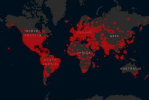 Map showing COVID-19 cases worldwide. Image-Johns Hopkins University