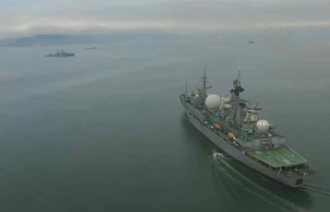 Russian warships in the Bering Sea. mod_russia/Twitter