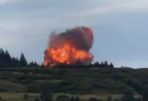 Astra rocket explosion at Narrow Cape on Kodiak Island Friday. Image-Twitter screenshot