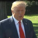 Trump addressing reporters on Wednesday before flight to Minnesota. Image-Politico video screengrab