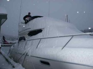 Snowload on moored vessel. USCG photo