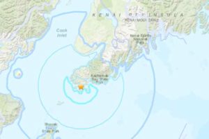 Kenai Peninsula quake location. Image-USGS