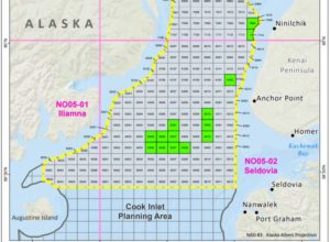 Map showing Cook Inlet 258 oil and gas lease area. Image-BOEHM