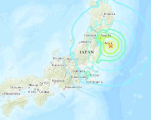 Location of Saturday's Japanese earthquake. Image-USGS