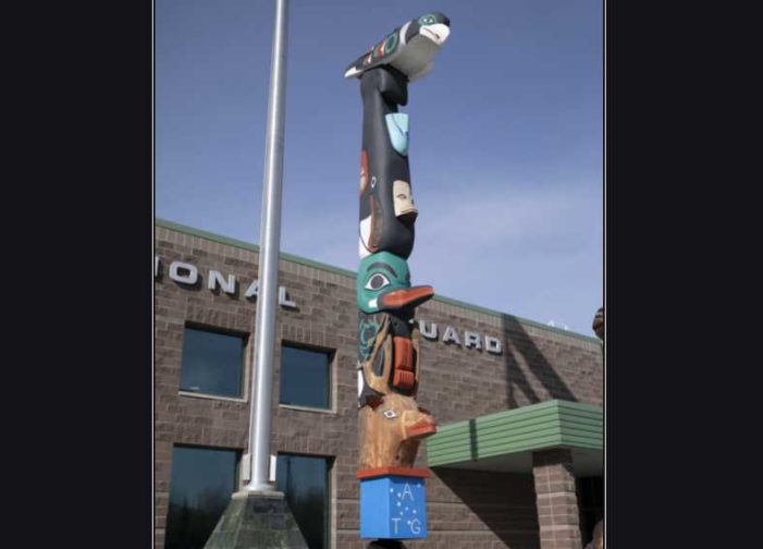 Alaska National Guard Armory Honor Pole Restored by Original Artists, Vietnam Veteran and Son