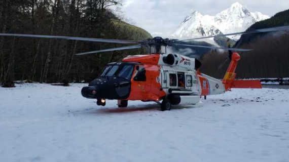 Coast Guard Aircrew Assists Three Stranded Mariners, Two Dogs on the Gilkey River, Sunday