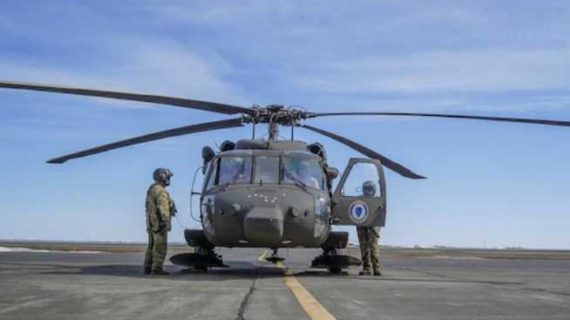 Alaska Army National Guard Black Hawk is in Bethel for spring flood season