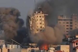 Israeli airstrike in Gaza City. Internet video screenshot