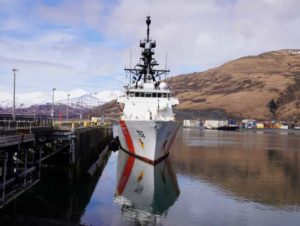 Coast Guard Cutter Stratton moored in Kodiak, Alaska, May 15, 2021. Stratton was commissioned in 2010 becoming the third of the Coast Guard’s legend class national security cutters. - U.S. Coast Guard photo courtesy Coast Guard Cutter Stratton personnel