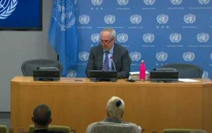 UN press conference on Haiti situation. Image-UN video screengrab