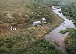 KODIAK, Alaska - Pictured is a remote mining camp near Nome, where a Coast Guard Air Station Kodiak aircrew rescued the survivor of a bear attack, on July 16, 2021. U.S. Coast Guard courtesy photo.
