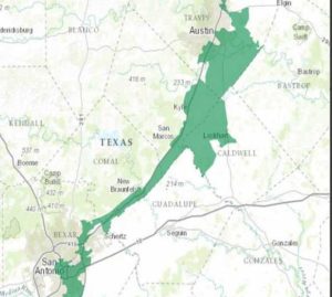 The flabbergastingly drawn Texas 35th Congressional District. (Map by the United States Department of the Interior/ Wikipedia Commons Public Domain)