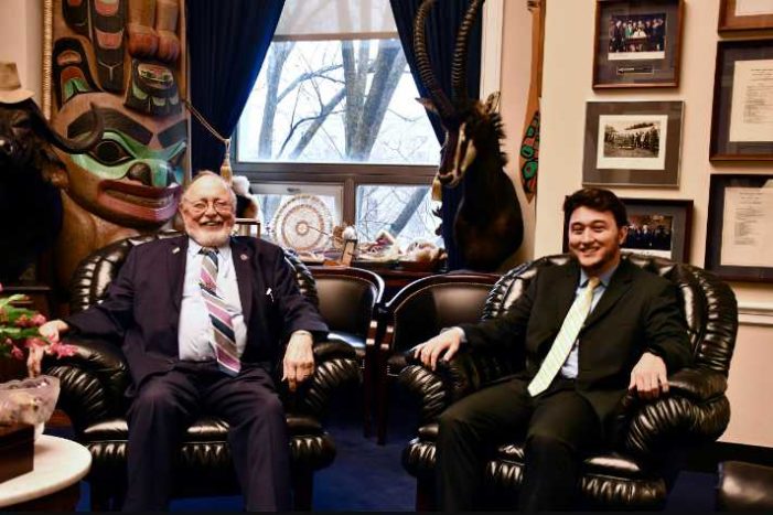 Congressman Don Young Welcomes 2022 NOAA Sea Grant Fellow Anderson Tran to His Washington, D.C. Office