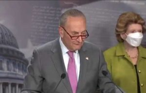 Majority Leader Chuck Schumer comments on the recent push to bar members of Congress from trading individual stocks. Image-Forbes/Twitter video screenshot