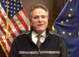 Alaska's Governor Dunleavy at his press conference. Image-State of Alaska video screengrab