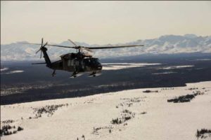 Alaska Army National Guardsmen with the 2-211th General Support Aviation Battalion travel from Joint Base Elmendorf-Richardson. (Alaska National Guard photo by 1st Lt. Balinda O’Neal)