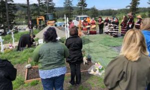 Reburial service held at the Kodiak City Cemetery. Image-Alutiiq Museum